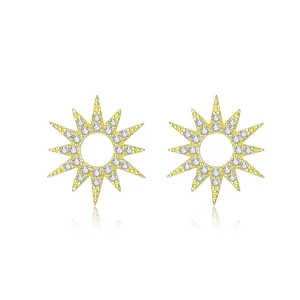 (image for) Pandora Style 18ct Gold Plated Sun Stud Earrings - BSE256