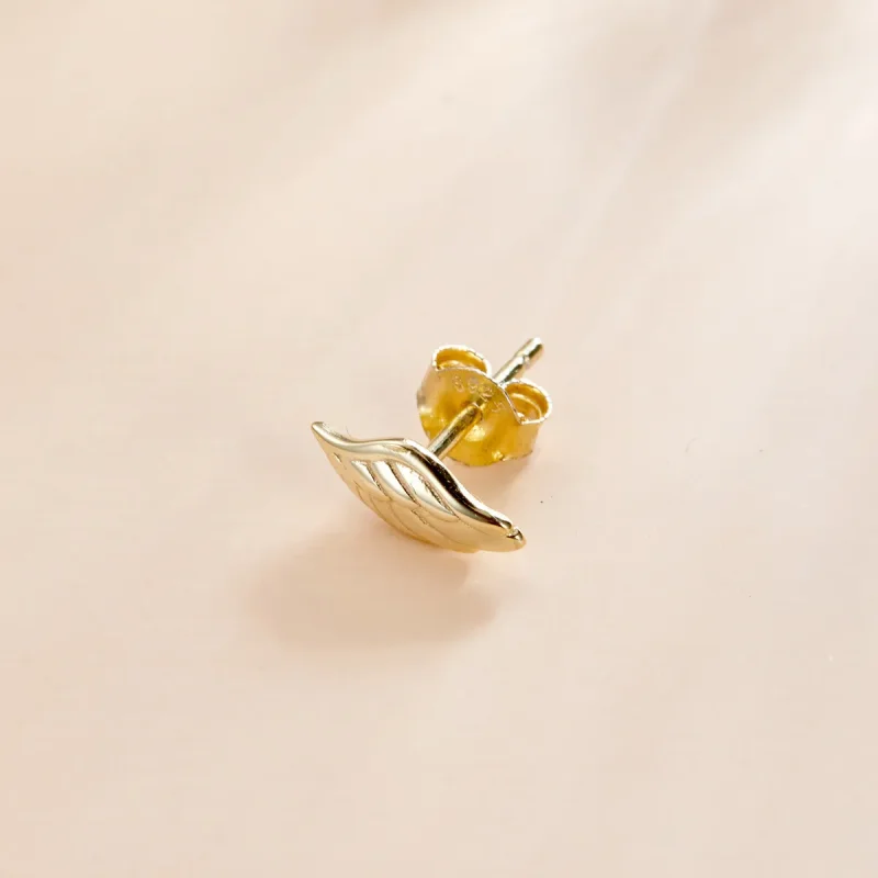 (image for) Pandora Style 18ct Gold Plated Wing Stud Earrings - SCE1092 - View 2