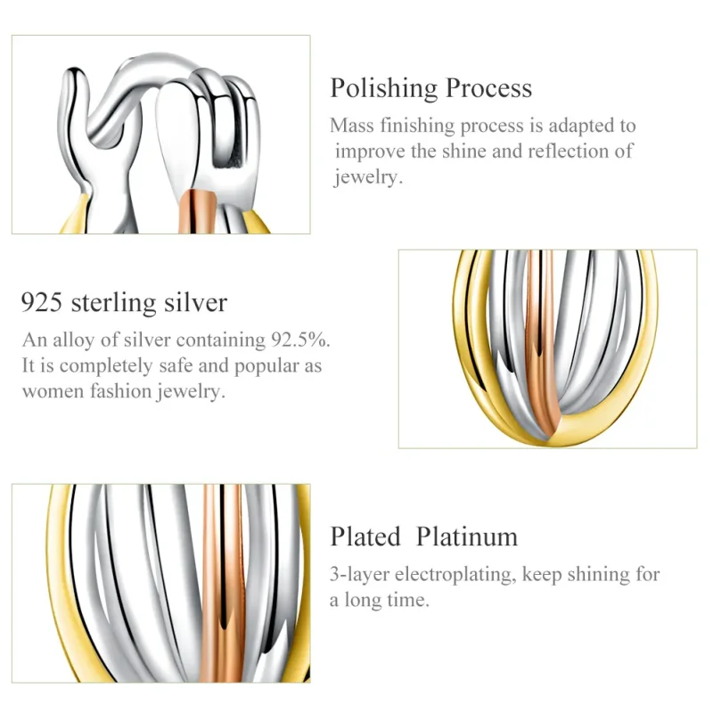 (image for) Pandora Style Bicolor Stud Earrings - SCE719 - View 3
