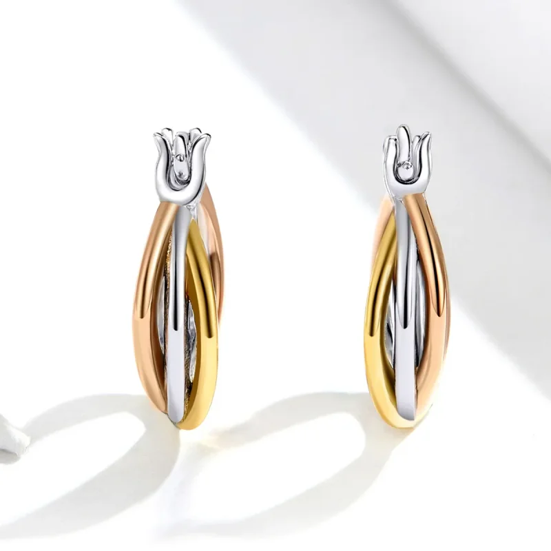 (image for) Pandora Style Bicolor Stud Earrings - SCE719 - View 4