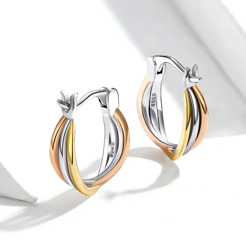 (image for) Pandora Style Bicolor Stud Earrings - SCE719 - View 5