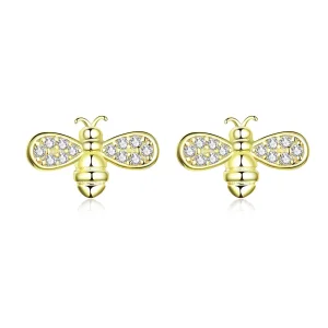 (image for) Pandora Style Gold-Plated Bee Stud Earrings - SCE669