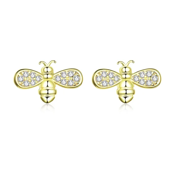(image for) Pandora Style Gold-Plated Bee Stud Earrings - SCE669