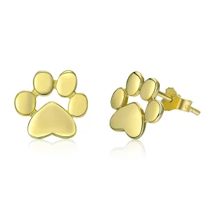 (image for) Pandora Style Gold-Plated Cute Paw Mark Stud Earrings - SCE407-4