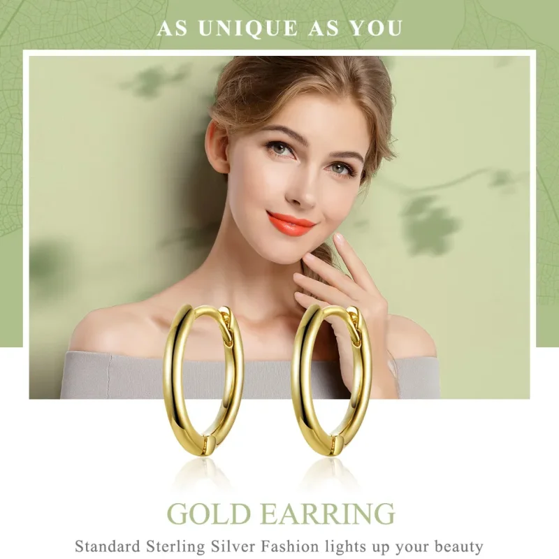(image for) Pandora Style Gold-Plated Hoop Earrings - SCE558 - View 2