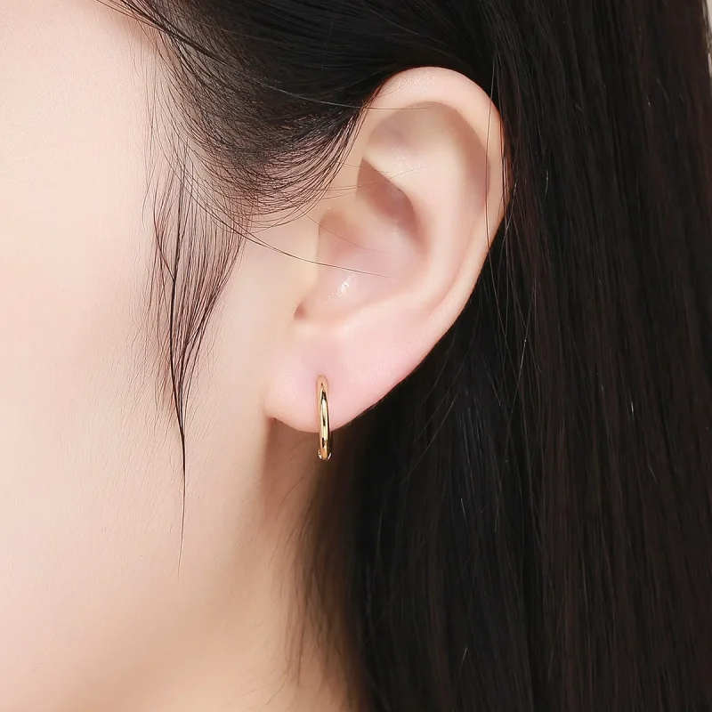 (image for) Pandora Style Gold-Plated Hoop Earrings - SCE558 - View 4