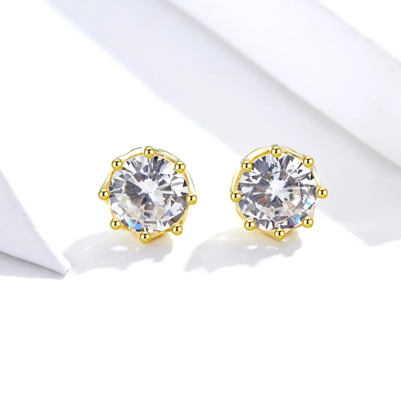 (image for) Pandora Style Gold-Plated Light Stud Earrings - SCE499-B - View 3