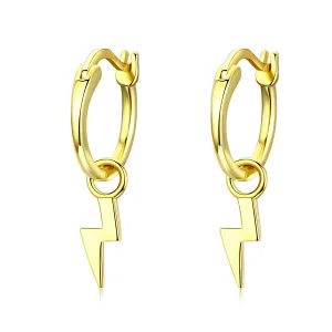 (image for) Pandora Style Gold-Plated Lighting Hoop Earrings - SCE621