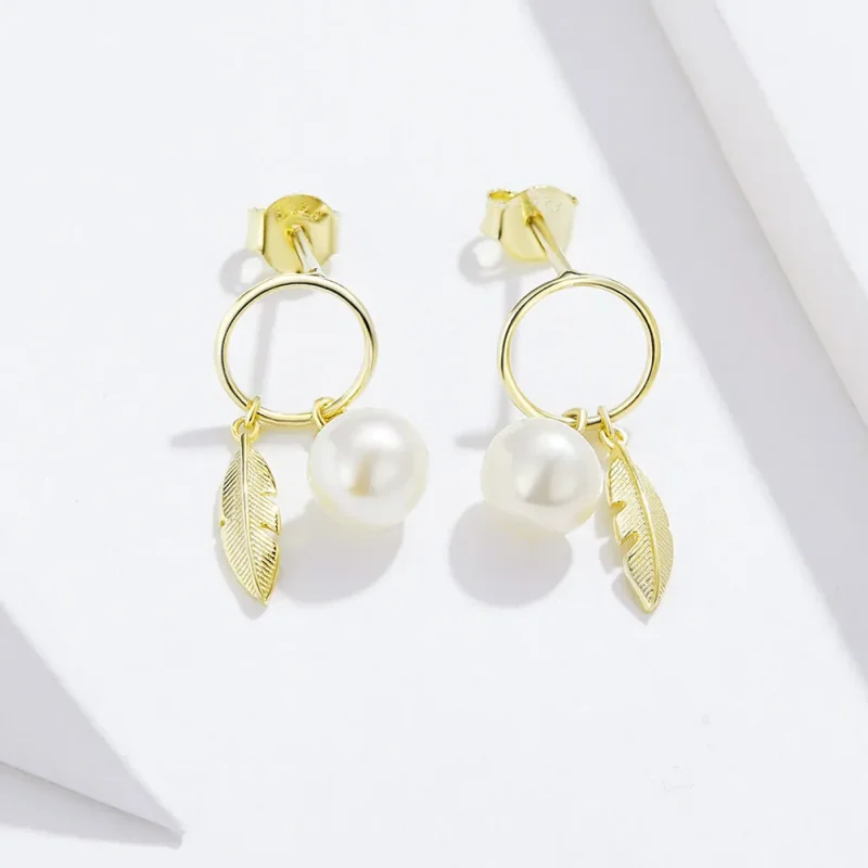 (image for) Pandora Style Gold-Plated Look Forward To Hanging Earrings - SCE671 - View 2
