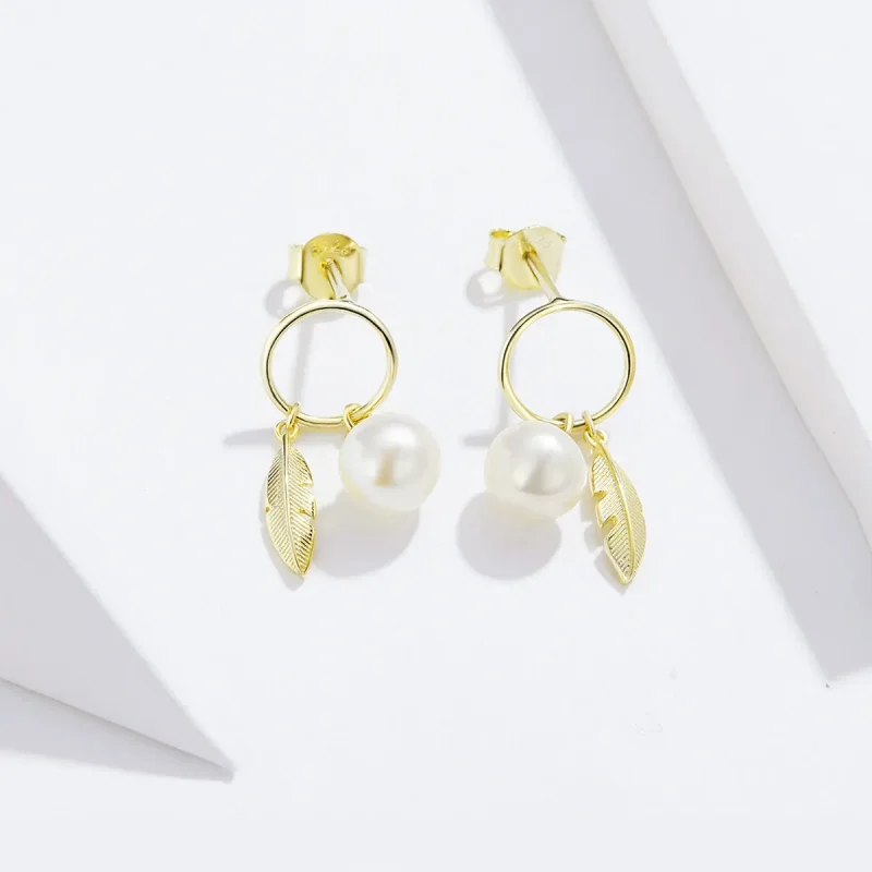 (image for) Pandora Style Gold-Plated Look Forward To Hanging Earrings - SCE671 - View 3