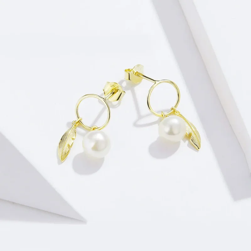 (image for) Pandora Style Gold-Plated Look Forward To Hanging Earrings - SCE671 - View 4