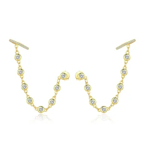 (image for) Pandora Style Gold-Plated Shining World Hanging Earrings - SCE685