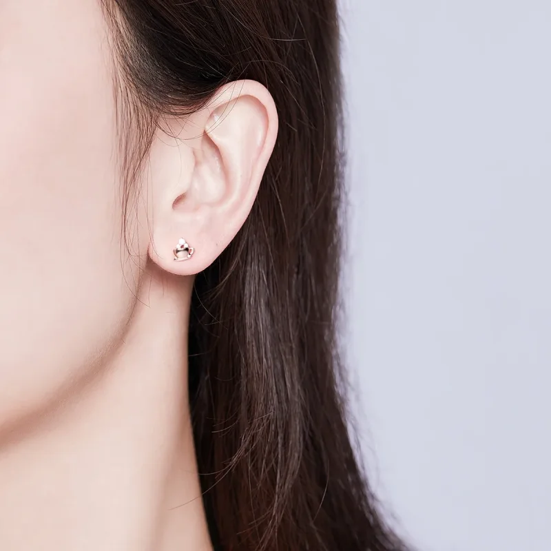 (image for) Pandora Style Rose Gold Afternoon Coffee Stud Earrings - SCE592 - View 5