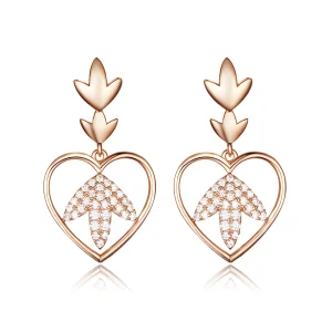 (image for) Pandora Style Rose Gold Autumn Love Hanging Earrings - SCE557
