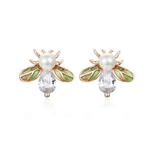 Pandora Style Rose Gold Bee Stud Earrings - SCE643 (image for) Pandora Style Rose Gold Bee Stud Earrings - SCE643