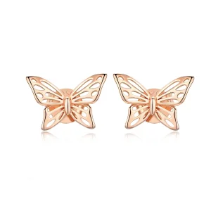 Pandora Style Rose Gold Butterfly Stud Earrings - SCE452-C (image for) Pandora Style Rose Gold Butterfly Stud Earrings - SCE452-C