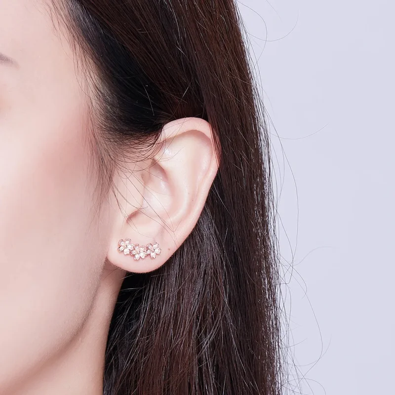(image for) Pandora Style Rose Gold Contracted Daisy Stud Earrings - SCE419-C - View 4