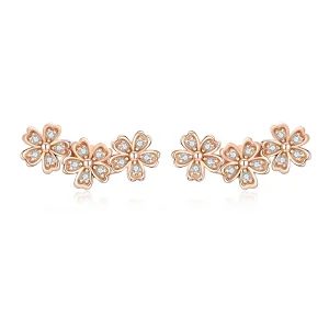 (image for) Pandora Style Rose Gold Contracted Daisy Stud Earrings - SCE419-C
