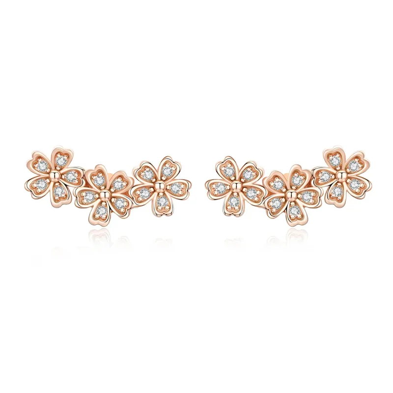 (image for) Pandora Style Rose Gold Contracted Daisy Stud Earrings - SCE419-C