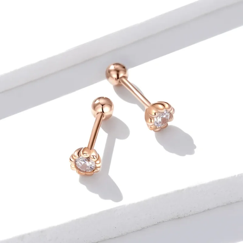 (image for) Pandora Style Rose Gold Gentle Shine Stud Earrings - BSE219 - View 2