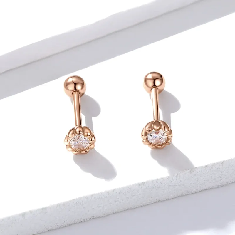 (image for) Pandora Style Rose Gold Gentle Shine Stud Earrings - BSE219 - View 4