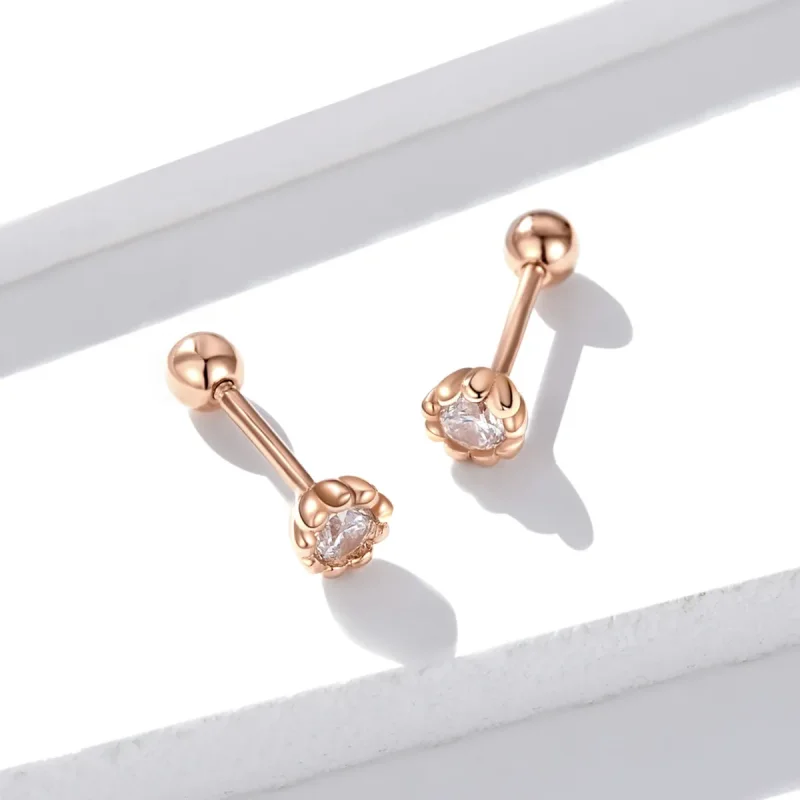 (image for) Pandora Style Rose Gold Gentle Shine Stud Earrings - BSE219 - View 5
