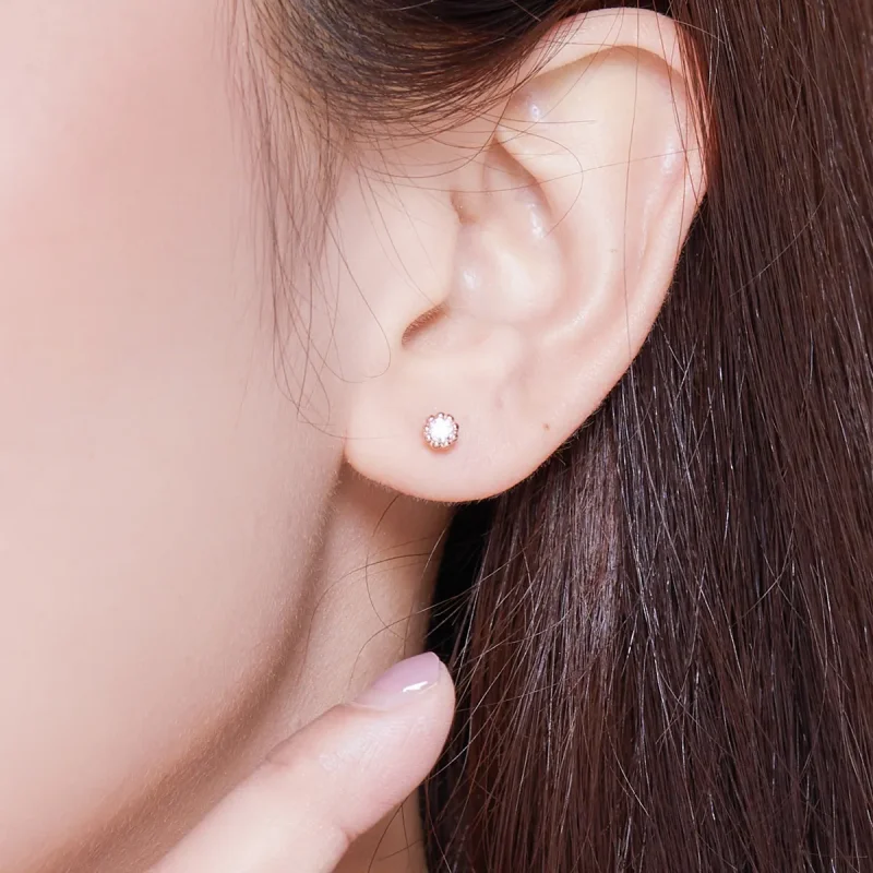 (image for) Pandora Style Rose Gold Gentle Shine Stud Earrings - BSE219 - View 6