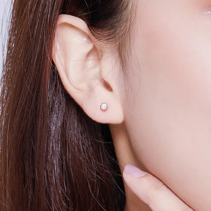 (image for) Pandora Style Rose Gold Gentle Shine Stud Earrings - BSE219 - View 7