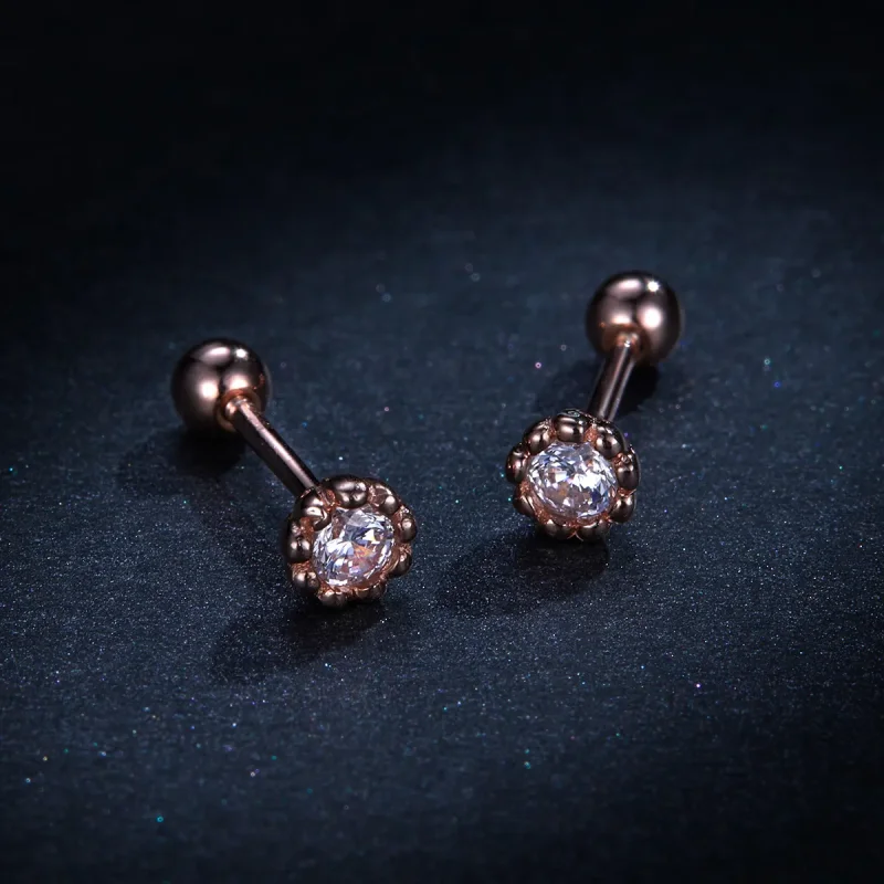 (image for) Pandora Style Rose Gold Gentle Shine Stud Earrings - BSE219 - View 9