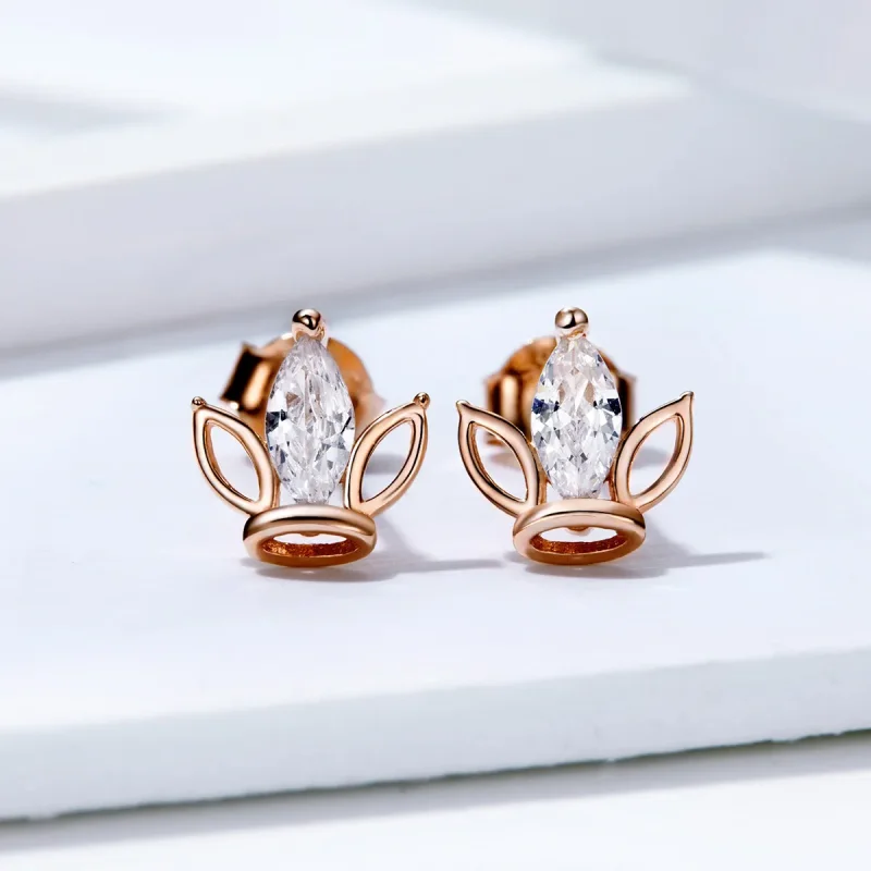 (image for) Pandora Style Rose Gold Guard Stud Earrings - SCE607 - View 3