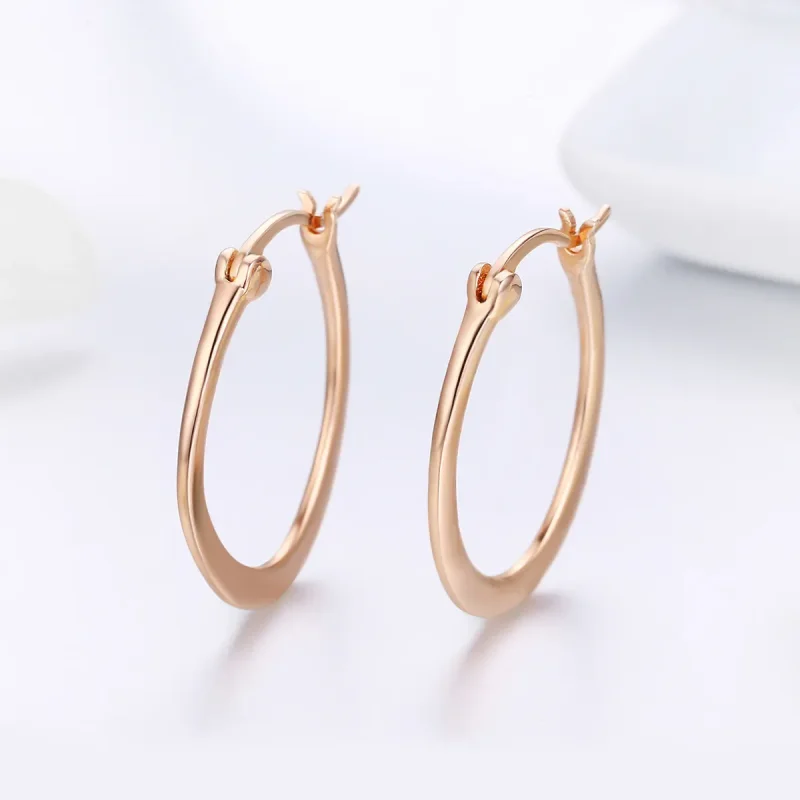 (image for) Pandora Style Rose Gold Hoop Earrings - SCE478 - View 2