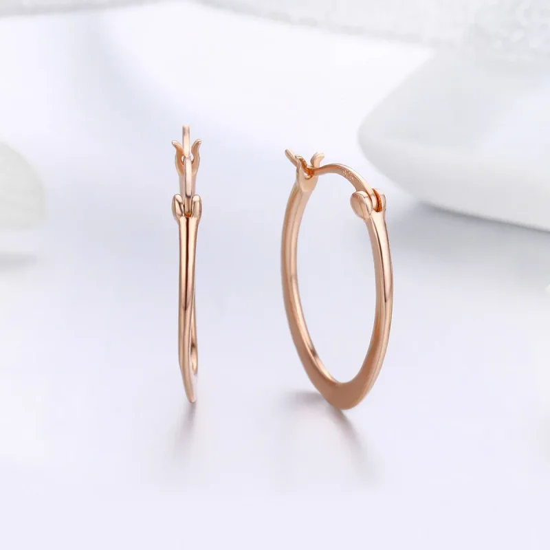 (image for) Pandora Style Rose Gold Hoop Earrings - SCE478 - View 3