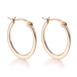 (image for) Pandora Style Rose Gold Hoop Earrings - SCE478