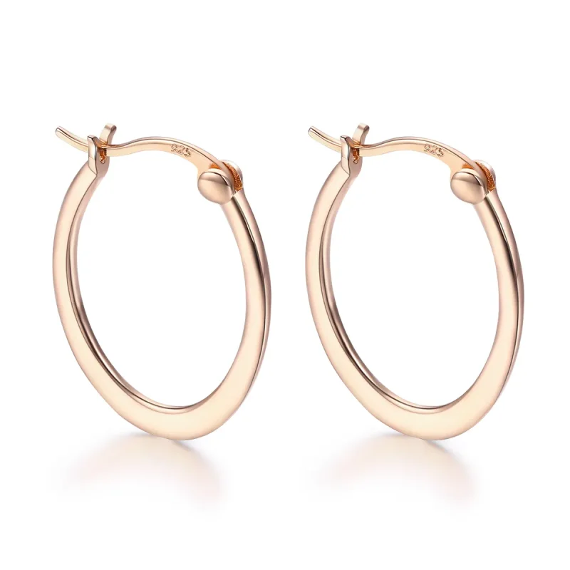 (image for) Pandora Style Rose Gold Hoop Earrings - SCE478
