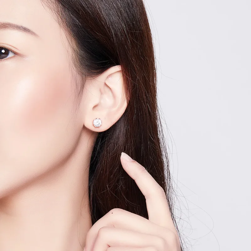 (image for) Pandora Style Rose Gold Light Stud Earrings - SCE499-C - View 3
