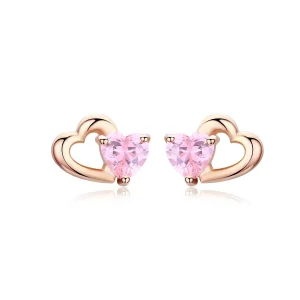 (image for) Pandora Style Rose Gold Palpitation Stud Earrings - SCE090-C
