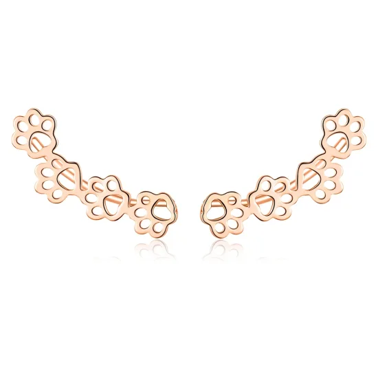 (image for) Pandora Style Rose Gold Paw Trail Stud Earrings - SCE430-C