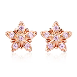(image for) Pandora Style Rose Gold Pink Daisy Stud Earrings - BSE034