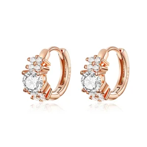 Pandora Style Rose Gold Romantic Shine Hoop Earrings - SCE485-C (image for) Pandora Style Rose Gold Romantic Shine Hoop Earrings - SCE485-C