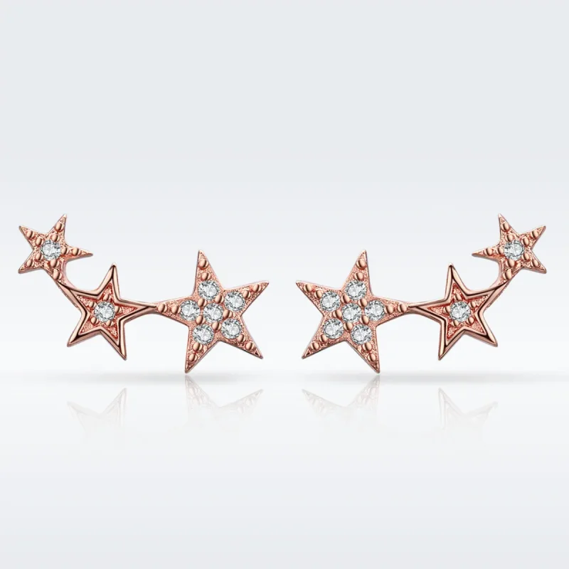 (image for) Pandora Style Rose Gold Secrets of Stars Stud Earrings - SCE291 - View 3