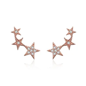 Pandora Style Rose Gold Secrets of Stars Stud Earrings - SCE291 (image for) Pandora Style Rose Gold Secrets of Stars Stud Earrings - SCE291