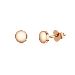 (image for) Pandora Style Rose Gold Simple Bean Stud Earrings - SCE705-C