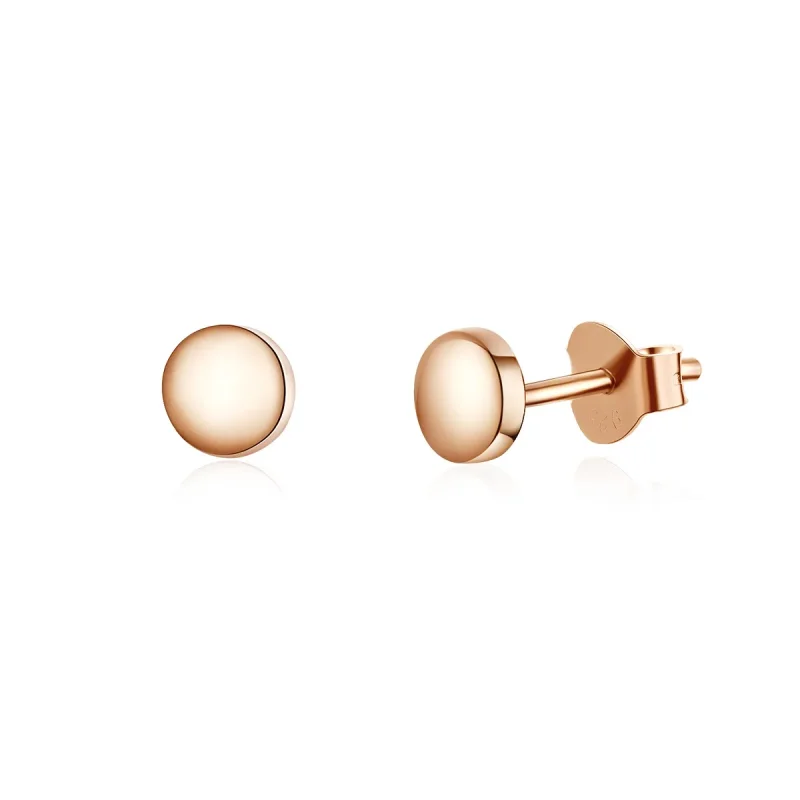 (image for) Pandora Style Rose Gold Simple Bean Stud Earrings - SCE705-C