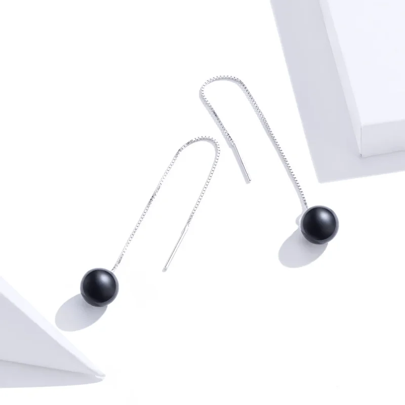 (image for) Pandora Style Silver Agate Dangle Earrings - SCE878 - View 3