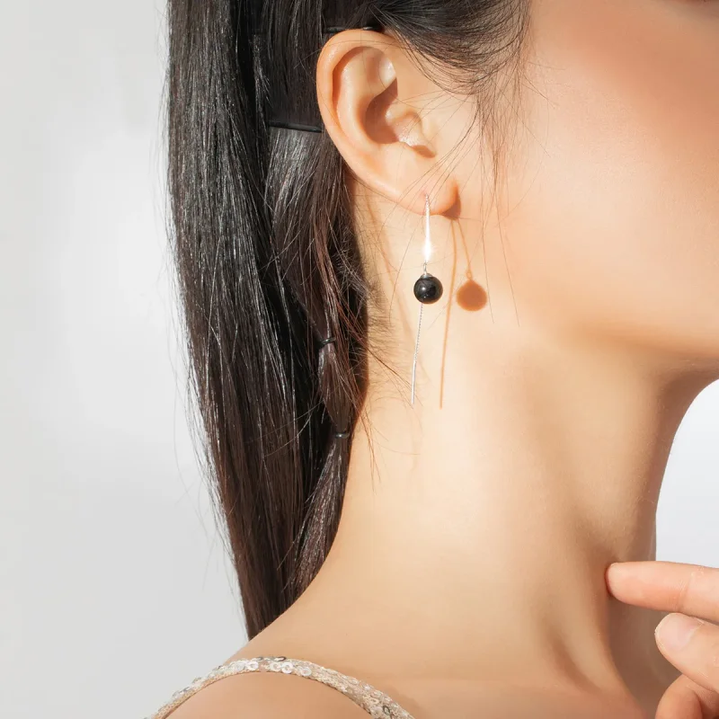 (image for) Pandora Style Silver Agate Dangle Earrings - SCE878 - View 7