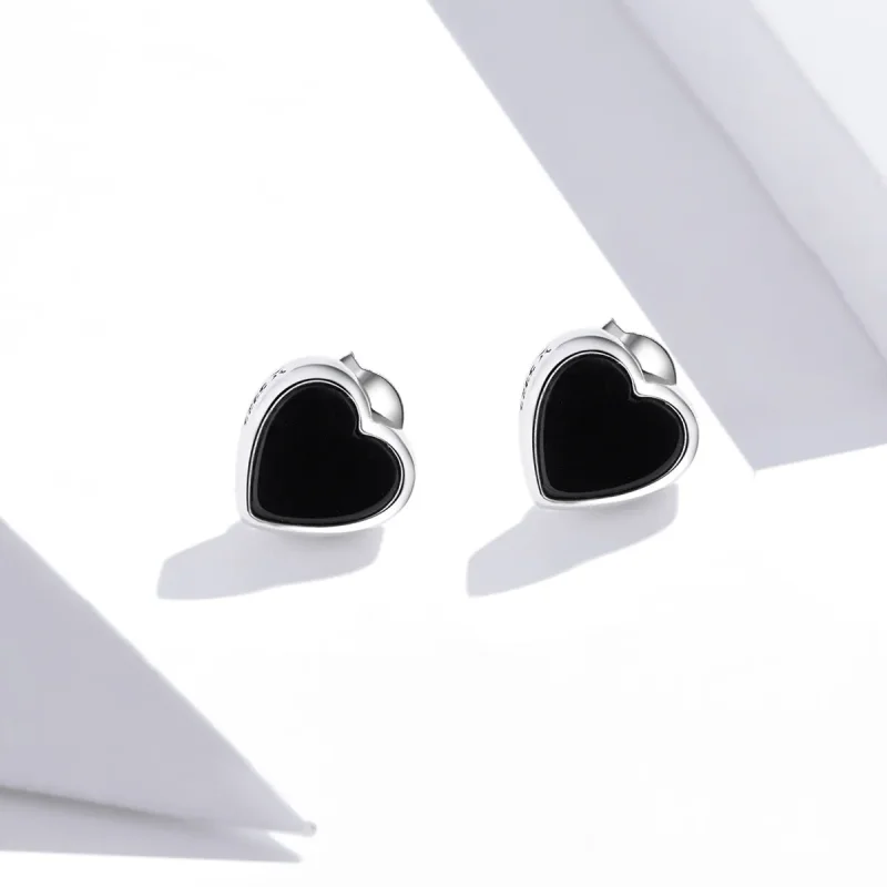 (image for) Pandora Style Silver Agate Love Stud Earrings - SCE915 - View 2
