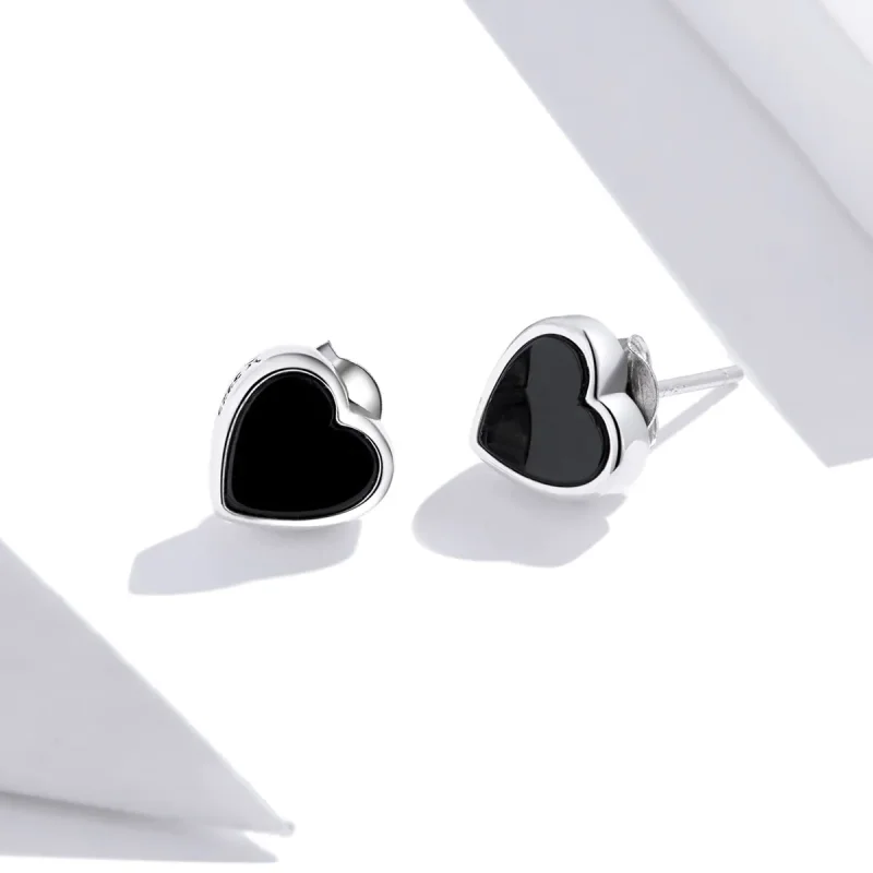 (image for) Pandora Style Silver Agate Love Stud Earrings - SCE915 - View 3