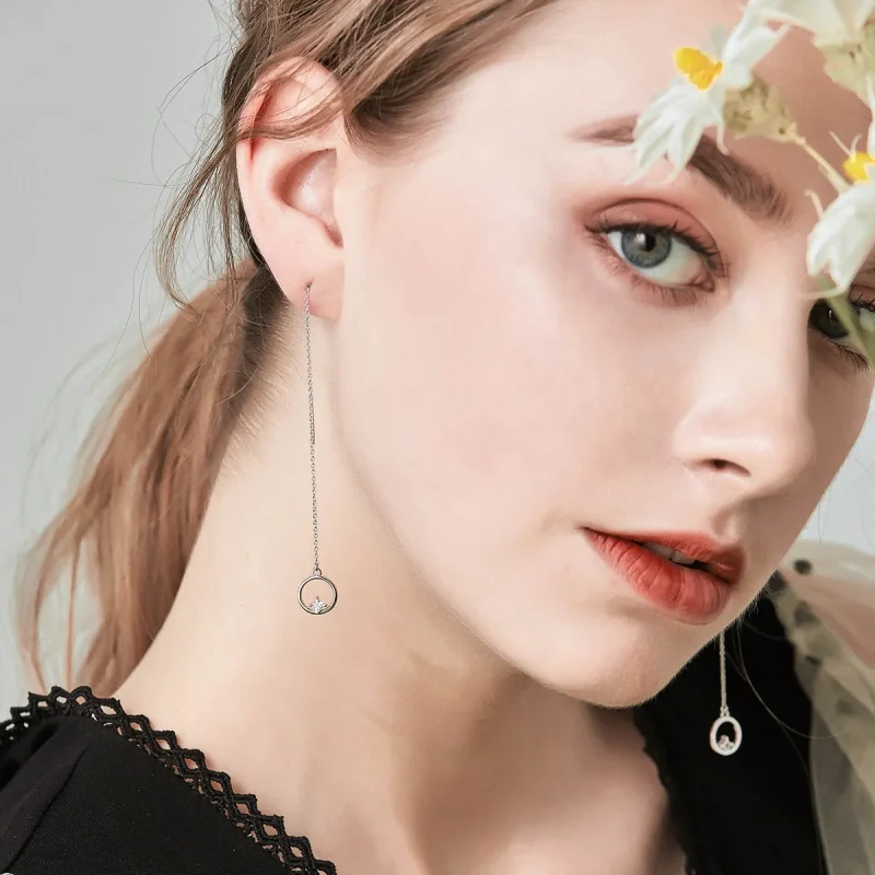 (image for) Pandora Style Silver Always Affectionate Hanging Earrings - SCE080 - View 2