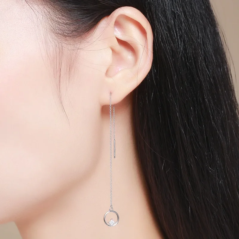(image for) Pandora Style Silver Always Affectionate Hanging Earrings - SCE080 - View 6