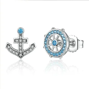 (image for) Pandora Style Silver Anchor Stud Earrings - SCE030
